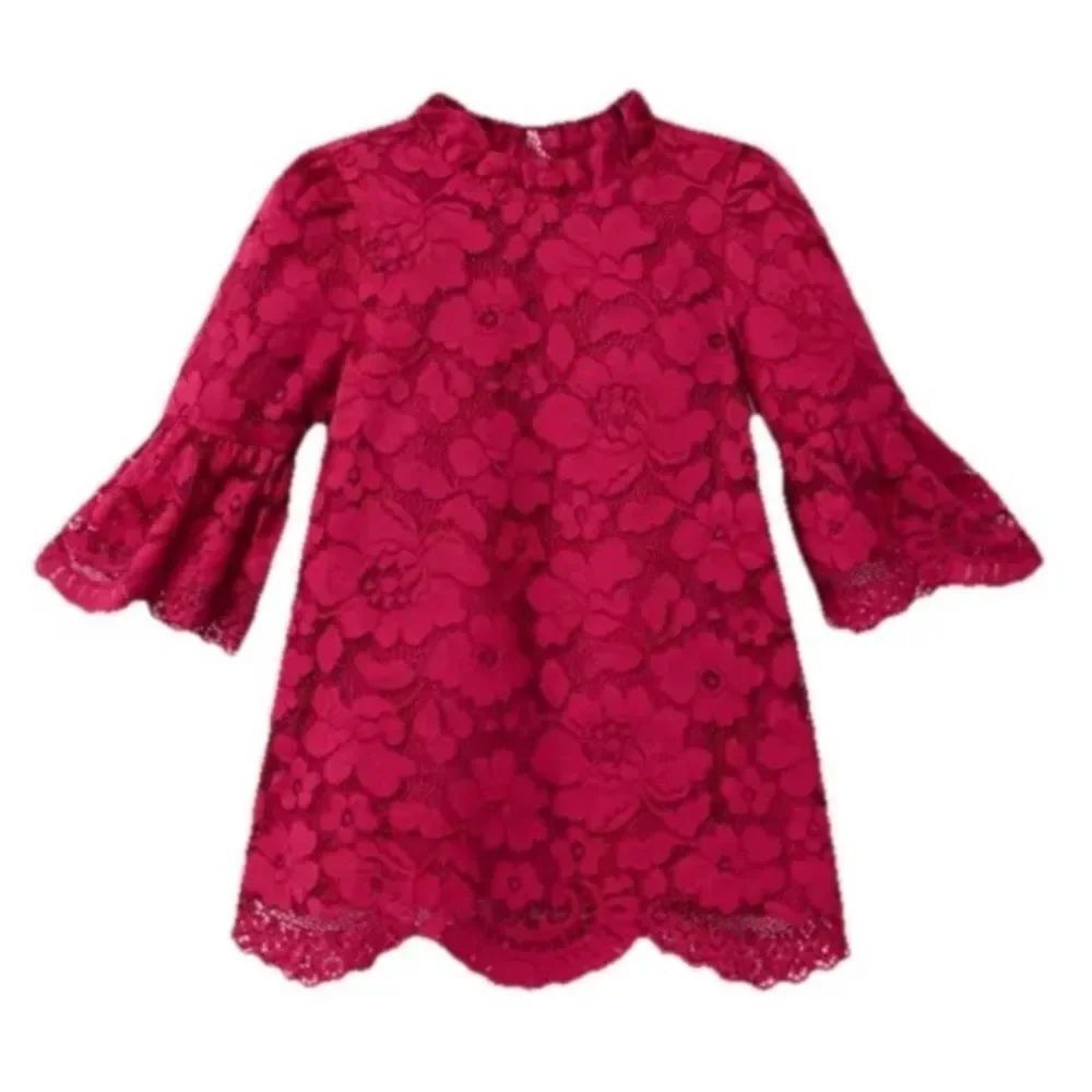 Janie and Jack The Leading Lace Dress Girls Dark Berry Sz 12 NWT